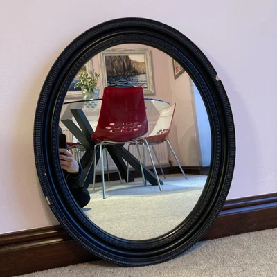 £50 • Buy Antique Victorian Ebonised Black Oval Wall Mirror 50x60cm