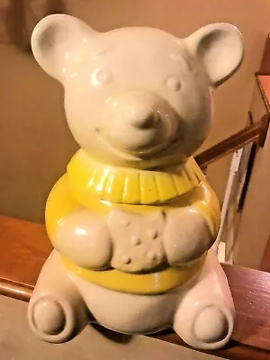 Metlox Pottery Vintage Teddy Bear Cookie Jar With Yellow Sweater • $24.99