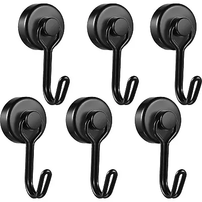 6 Pack Strong Swivel Swing Magnetic Hooks Heavy Duty Neodymium Magnet Hook Black • $8.99