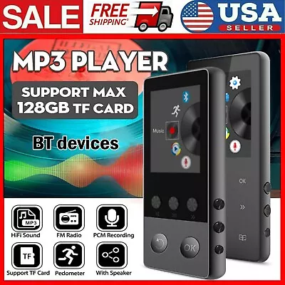 Bluetooth5.0 MP4/MP3 Lossless Music Player FM Radio Recorder Sport Support 128GB • $14.14