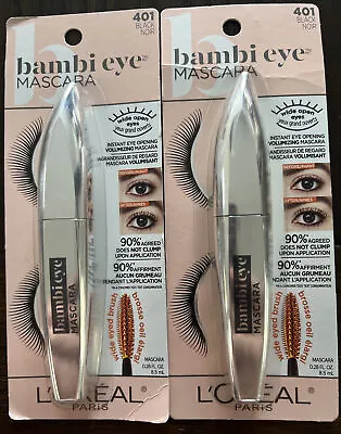 LOREAL BAMBI EYE MASCARA 401 Black 2pk • $12.60