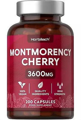 Montmorency Cherry Capsules 3600mg | 200 Count | Tart Cherry Extract | Vegan Con • £13.40