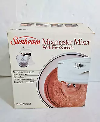 VTG Mixmaster Mixer 5 Speed 02136 Glass Mixing Bowl Counter Top Or Hand Held NEW • $29.64