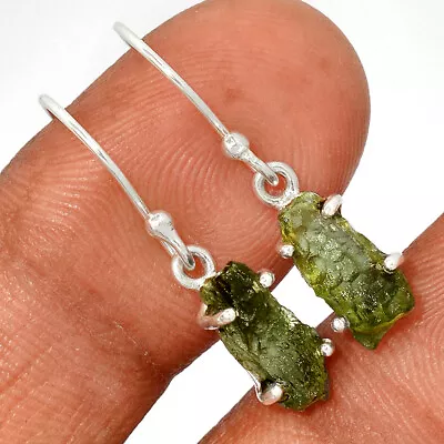 Natural Genuine Czech Moldavite 925 Sterling Silver Earrings Jewelry CE28521 • $23.99