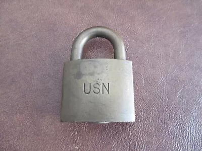 Vintage USN Brass Corbin Cabinet Lock Co Padlock ~ No Key ~ Pat #1849775 • $18