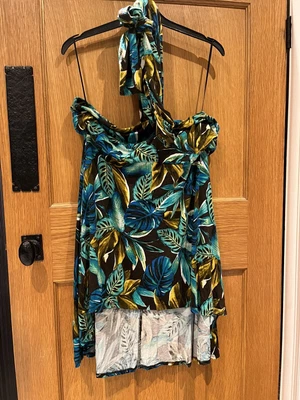 £2.99 • Buy Halter Neck Beach Wrap , Blue/ Green / Multi Dress By Tu Size Large (14/16) VGC
