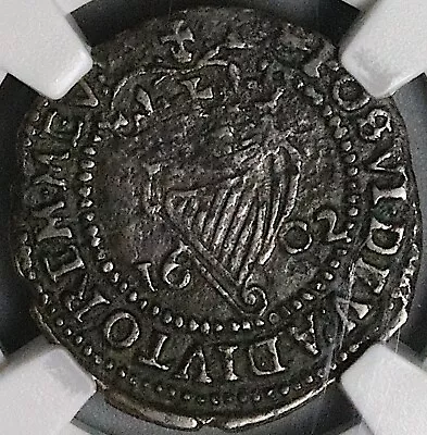 1602 NGC XF Ireland Elizabeth I Penny Harp Shield Tower Mint Coin (24031603C) • $275