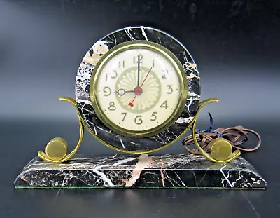 Vintage Polished Marble Mantle Electric Clock Made In USA For Parts Or Repair • $18.99