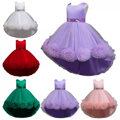 Kids Girls Princess Formal Pageant Show Long Dress Wedding Bridesmaid Prom Gown • $29.84