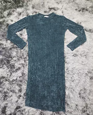 $10.08 • Buy Zara Womens Sweater Dress Small Green Maxi Long Sleeve Full Length Knit Stretch