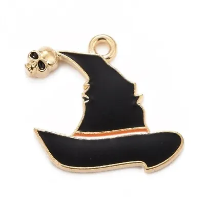 £5.75 • Buy 10 Black Witches Hat & Skull Shaped Gothic Steampunk Halloween Pendant