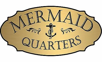 Gold  Mermaid Quarters  Door Sign Plaque Nautical Boat Beach - Free Shipping • $11.99