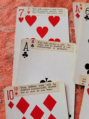 VINTAGE FORTUNE TELLING Playing Card Complete DECK WITH PREDICTIONS ON EA CARD  • $35