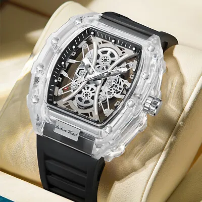 Transparent Men's Watch Hollow Quartz Wristwatch Luminous Waterproof Watch • $18.99