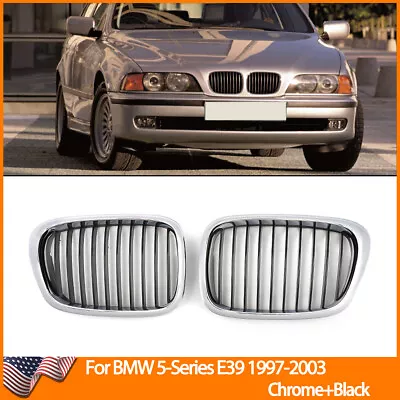 Front Bumper Grille Grill For 97-03 BMW E39 525i 528i 530i 540i M5 Chrome+Black • $29.99