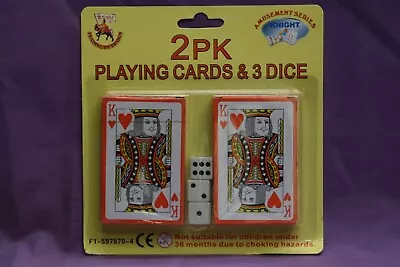16 X Playing Cards & Dice Set Two Packs Of Cards & Three Dice In Each Sealed Pk • £8