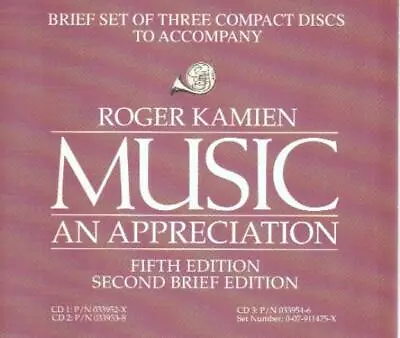 Roger Kamien: Music: An Appreciation Fifth Edition Second Brief 3-Disc AUDIO CD • $31.49