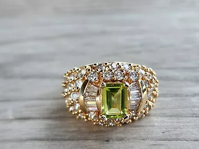 Victoria Wieck Designer Signed 18K Gold Vermeil 925 Sterling Peridot Ring Size 5 • $45.99