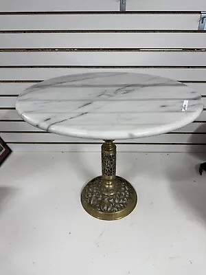 VTG Hollywood Regency Italian Marble & Brass Plant Stand Side Table Clean BN • $225