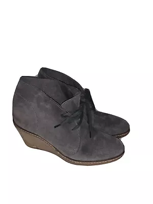 J.Crew Macalister Wedge Boots Size 7 Women Suede Dark Onyx Lace Up • $44.99