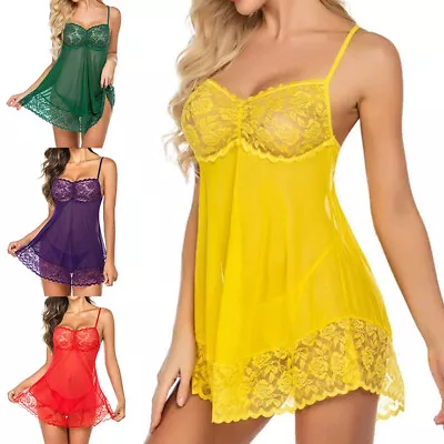 Sexy Women's Lingerie Silk Lace Underwear Sleepwear Night Dress Babydoll Pajamas • $5.14