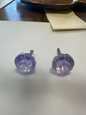 2 Vintage Lavender Glass Knobs Preowned ￼ Free Shipping • $25