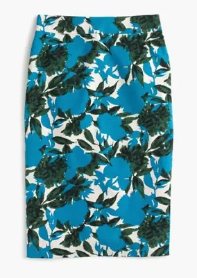 J Crew Retail  No 2 Pencil Skirt Vibrant Floral Print Blue Size 00 EUC • $44