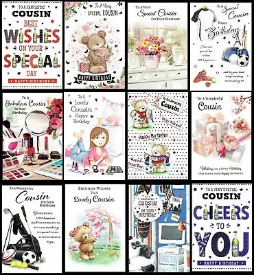 COUSIN QUALITY BIRTHDAY CARD Choice Of Designs For Male Of Female • £1.20