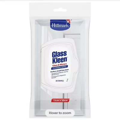 Hillmark GLASS KLEEN Glass & Mirror Cleaning WIPES - 30 Pack - FREE SHIP In Aust • $15.65