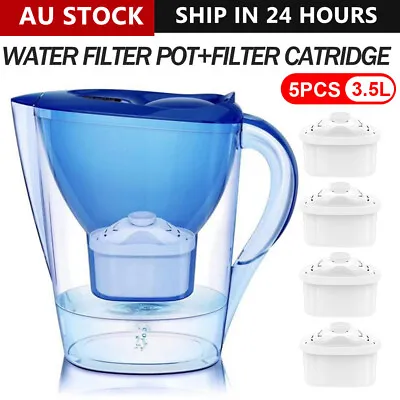 3.5L Water Filter Jug With 5pcs Water Filter Jug Replacement Cartridges Refills • $34.33