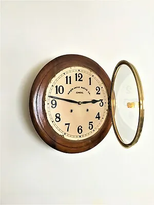 Antique 16″ Anglo Swiss Admiral Railway St. / School Wall Clock Chiming • £429.99