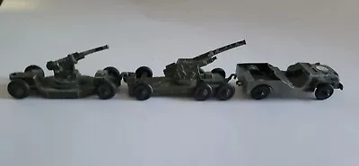 Vintage Tootsietoy 3-1/2  Military Field Gun Cannons & Jeep Lot Of 3 • $37.99