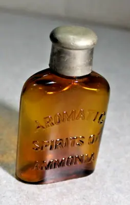 Vintage Aromatic Spirits Of Ammonia Embossed On Amber Bottle Stopper Cap #S105 • $75