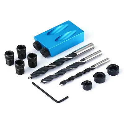 15° Pocket Hole Screw Jig Adapter Drill Set Carpenter Woodworking Carving Tool H • $14.99