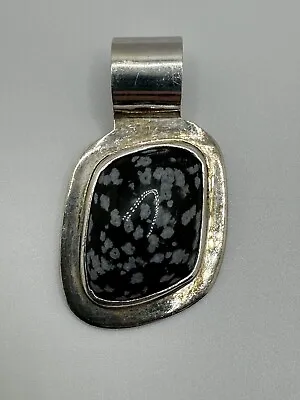Vintage TAXCO Mexican Sterling Silver CASTILLO Silver Black Necklace PENDANT • $49.99
