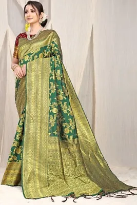 $84.21 • Buy Pure Silk Saree Blouse New Sari Indian Pakistani Wedding Bollywood Party Wear