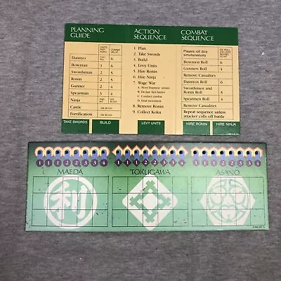  MB 1986 Shogun Board Game Parts Replacement Green Reference Screen & Army Card • $2.62