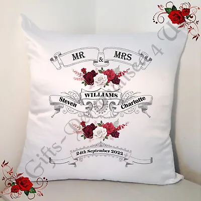 Personalised 18  Cushion  Wedding Gift  Mr & Mr / Mr & Mrs / Mrs & Mrs - D.34 • £16.99