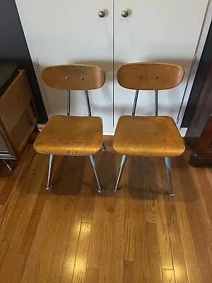 Vintage ( PAIR ) Mid Century Child's  Chairs.    Kindergarten Size.  25 Tall • $48