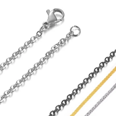 $3.69 • Buy Silver Rose Gold Black Stainless Steel Box Cable Snake Bead Chain Necklace