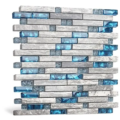 Marble Mosaic Tile 12''x12'' Blue Kitchen Backsplash Bath Accent Wall Box Of 5 • $86.68