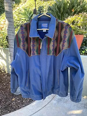 Vintage Pendleton Western Wear Jacket Aztec Navajo Blue Men Size XL • $87