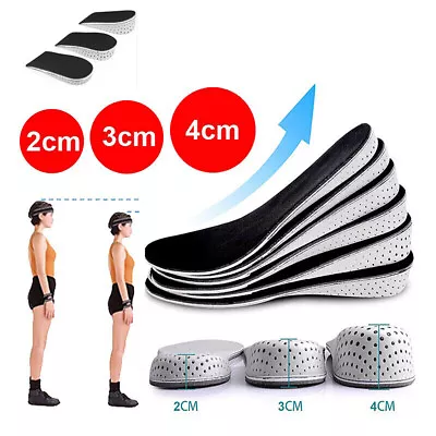 Unisex Shoe Height Increase Insoles Heel Lift 2/3/4cm Pads Sole Foot Washable • £4.65