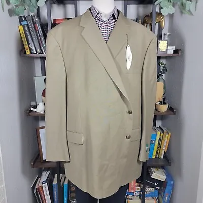 Palm Beach RELEX Mens Sport Coat Blazer Two Button Olive Poly Wool Blend 64P NEW • $175