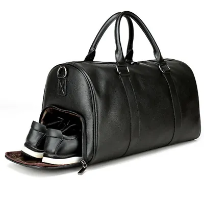 Mens Leather Gym Duffel Shoulder Bag Travel Overnight Luggage Large Handbag • $58.89