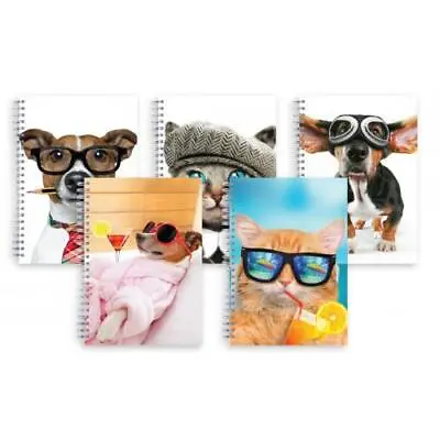 A5 Hardback Book Sprial Notebook Cats And Dogs Twinwire 70 GSM • £3.75