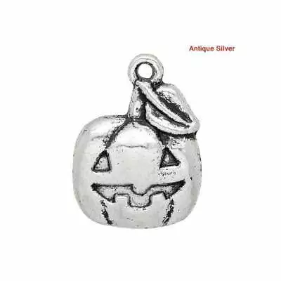 10 X Pumpkin Halloween Charms Jewellery Making Pendants Tibetan Silver • £2.09