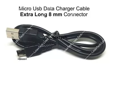 IP67 IP68 Micro USB Data Charger Cable Lead W/8mm Extra Long Connector • £2.45