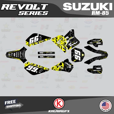 $54.99 • Buy Graphics Kit For Suzuki RM85 (2001-2023) UFO RESTYLE REVOLT-Yellow
