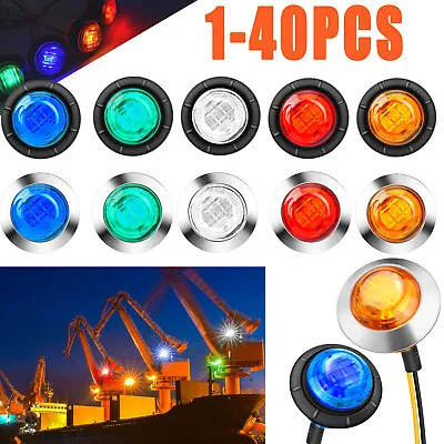 Marker Lights 3/4  LED Truck Trailer Side Chrome Round Side Bullet Light Lamps • $32.99